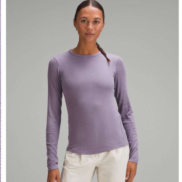 LuluLemon Hold Tight Long-Sleeve Shirt Purple Ash Size 12 - Picture 1 of 8